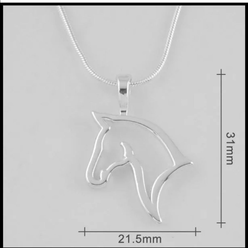 Silver Plated Charm Alloy horse Pendant Necklace - Picture 2 of 5